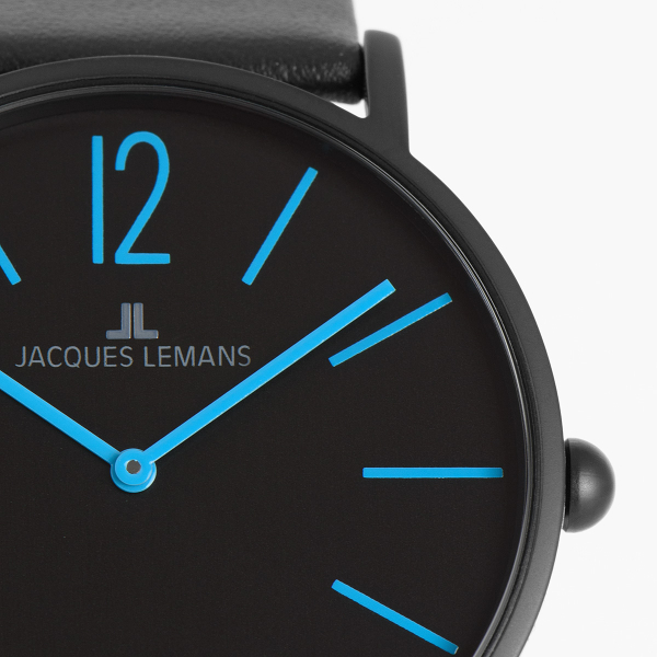 Jacques Lemans 1-2030F Damen Herren unisex Uhr Edelstahl Leder Quarz 5Bar